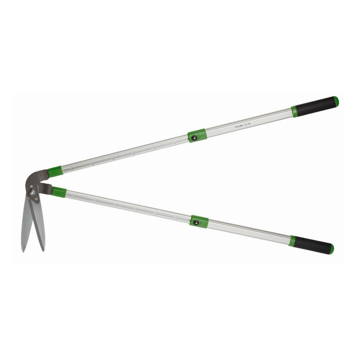 Freund vertikal kantsaks med teleskopfunktion 64-102 cm, let aluminiumsstel, justerbart teleskophåndtag i 7 trin, komfortgreb og vertikal klipning til præcise græskanter - Freund Victoria 1-6 TA