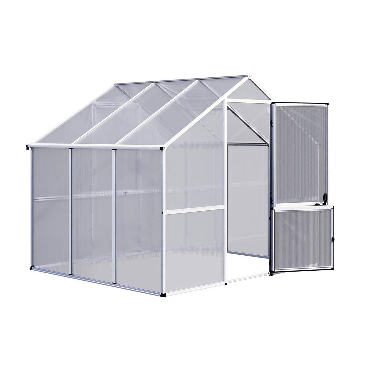 Fritstående drivhus i aluminium med plastpaneler