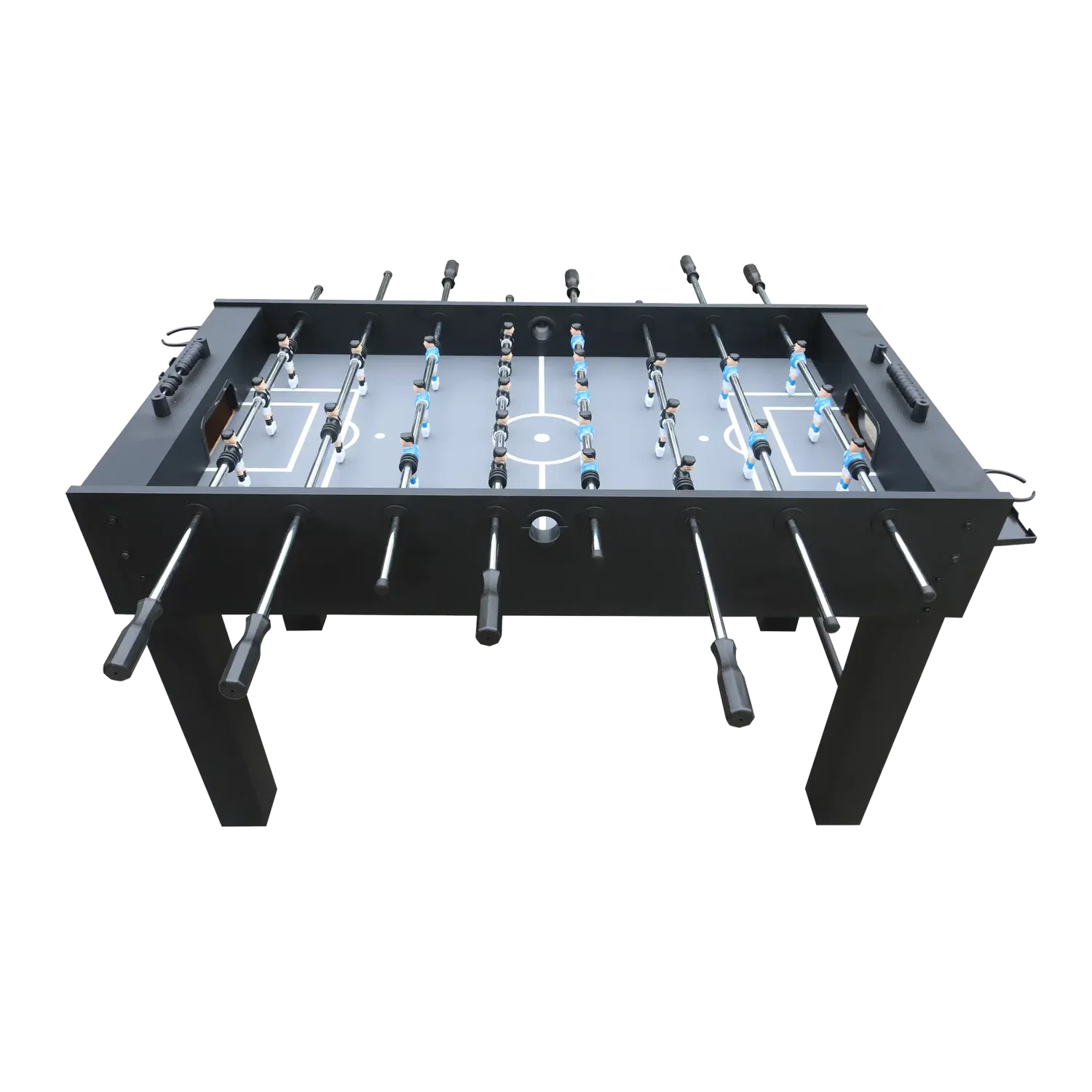 Bordfodbold sort deluxe NORDIC Games – robust MDF 137 cm, forkromede stænger Sort bordfodboldspil (deluxe) fra NORDIC Games, 137 cm; 15 mm MDF med PVC-laminat, forkromede stænger, 22 spillere, 2 bolde og justerbare fødder – ideel til hjem, institution eller kontor