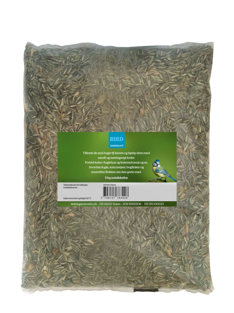 GardenLife solsikkefrø 5 kg til havens fugle Pose med 5 kg solsikkefrø til vilde havefugle