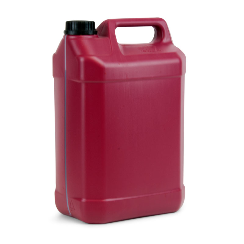 Rød plastikdunk med skruelåg 10 liter Rød 10 l plastikdunk med bærehåndtag og låg