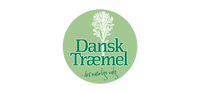 Dansk Træmel logo - det naturlige valg Logo for Dansk Træmel med hvide træillustration, teksten "Dansk Træmel" og sloganet "det naturlige valg" på grøn cirkulær baggrund