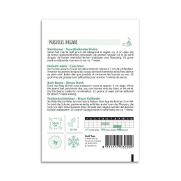 Buskbønnefrø Brown Dutch 25 g Bagside af pakke med Brown Dutch buskbønnefrø