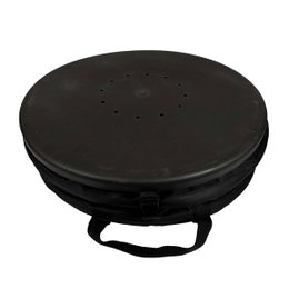 Sammenklappelig sort campingtoilet med låg Bærbart sammenklappeligt campingtoilet i sort