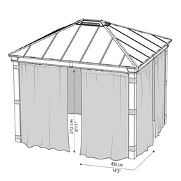 Stor havepavillon med gardiner 435x212 cm Rektangulær havepavillon med gardiner 435x212 cm