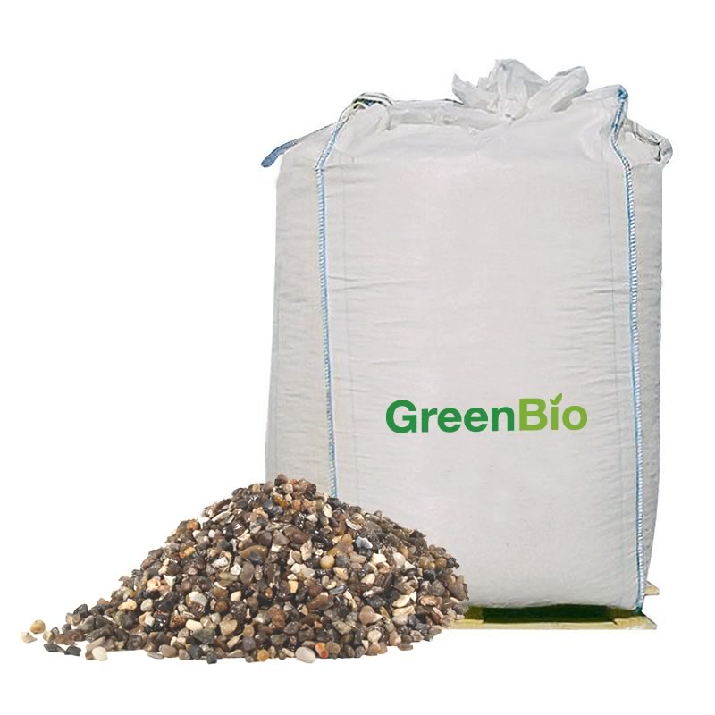 GreenBio grus i bigbag Stor GreenBio bigbag med naturgrus foran