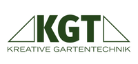 KGT-logo med teksten 'Kreative Gartentechnik' i grønne bogstaver og trekantede symboler