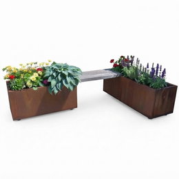 Plantekassesæt med bænk - 120 x 40 & 80 x 40 i cortenstål