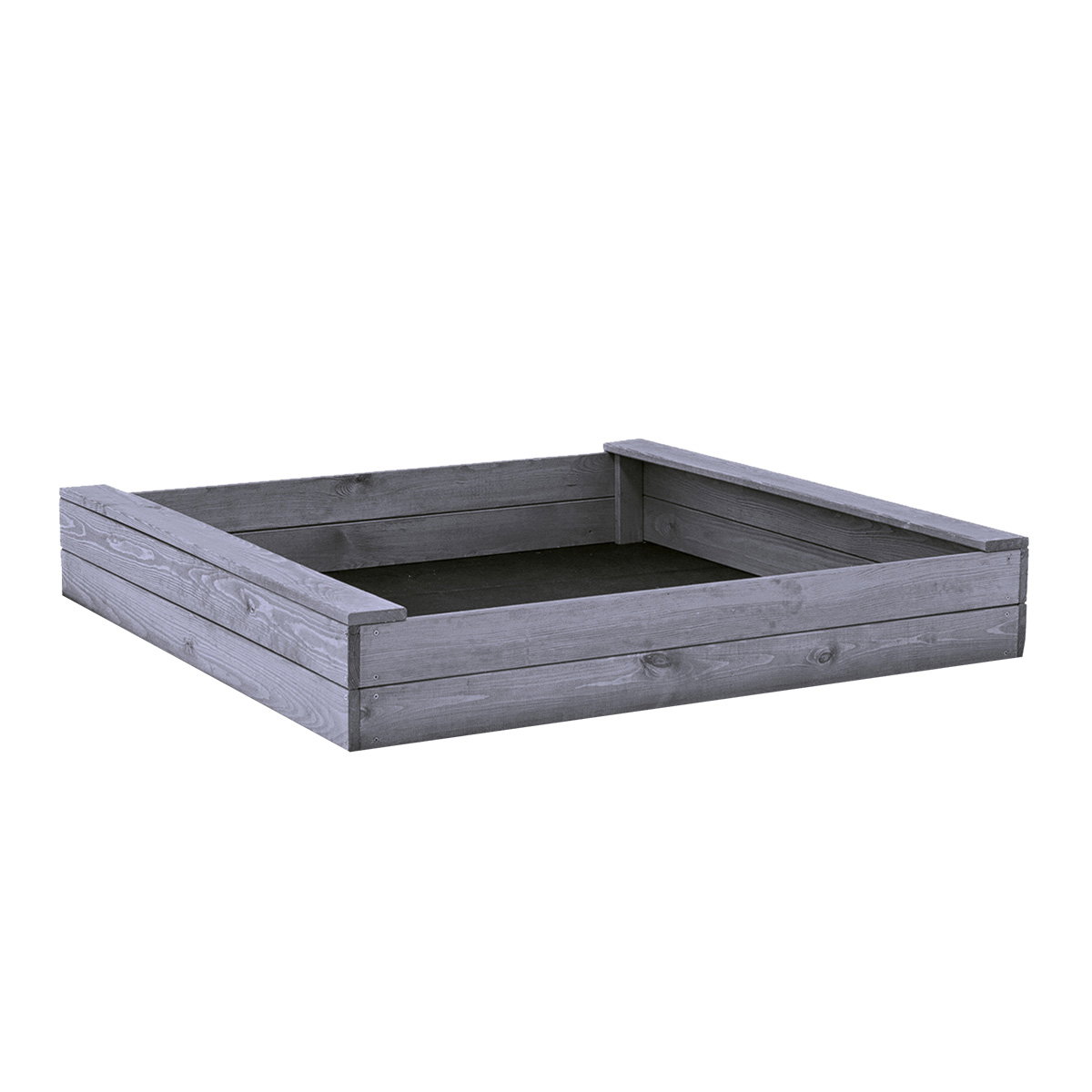 Sandkasse slim 120 x 120 cm i grå, grundmalet PEFC-certificeret fyrretræ; kompakt, pladsbesparende design fra NORDIC PLAY Active