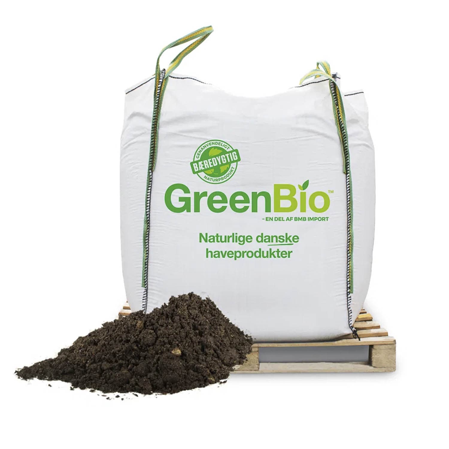 GreenBio naturgødning i bigbag på palle GreenBio naturgødning i stor bigbag med jord