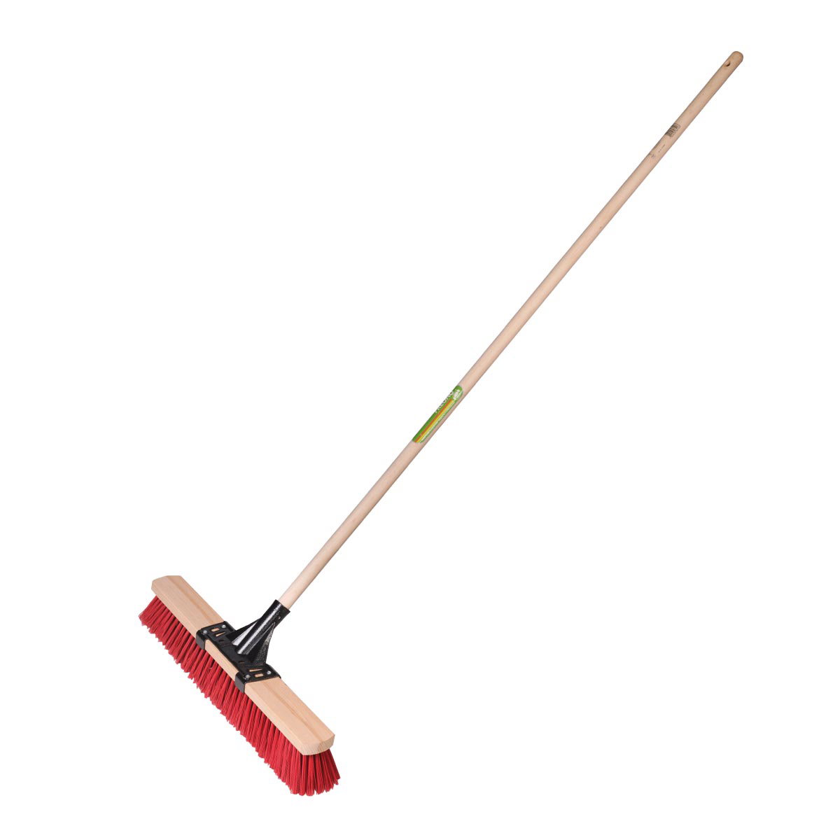 Freund Arbejdskost træ/elaston 160 cm med 60 cm arbejdsbredde, FSC-certificeret træskaft 150 cm, solid træblok, metalholder og røde Elaston-syntetbørster til krævende udendørs rengøring