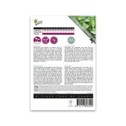 Buzzy frø til blodsyre microgreens Bagside af Buzzy blodsyre microgreens frøpose