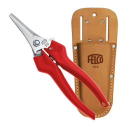 Felco 310 beskæresaks i rødt med læderhylster