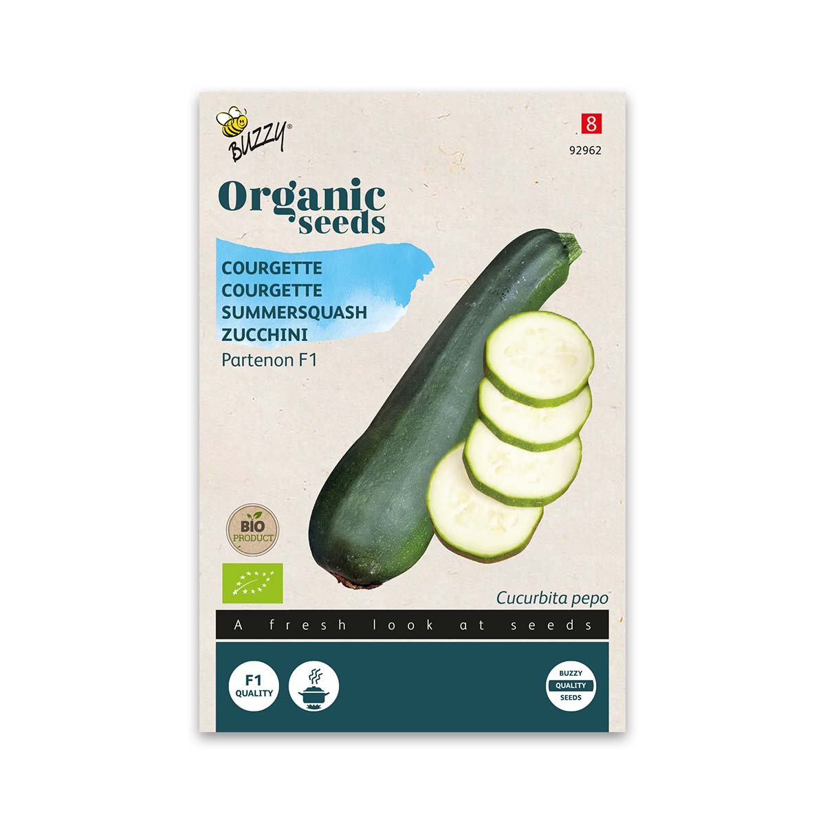 Økologiske courgettefrø Partenon F1 Frøpose med økologiske courgettefrø Partenon F1