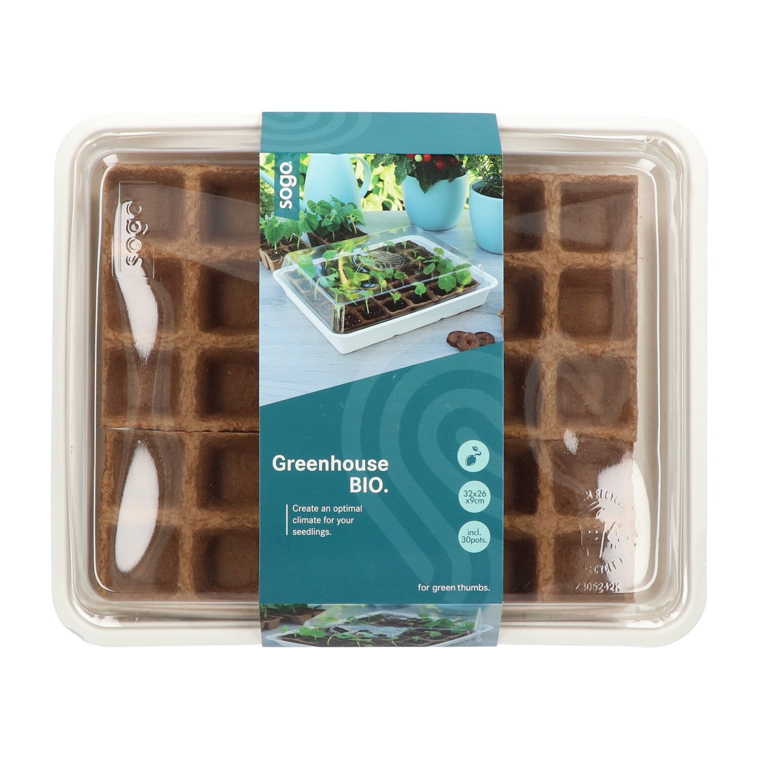 SOGO Greenhouse BIO minidrivhus til frøplanter SOGO Greenhouse BIO minidrivhus med 30 potter til frø