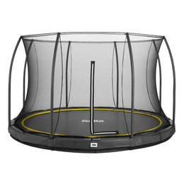 Rund nedgravet trampolin med sikkerhedsnet Sort rund nedgravet trampolin med net