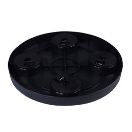 Rund sort plastbase med fire holdere