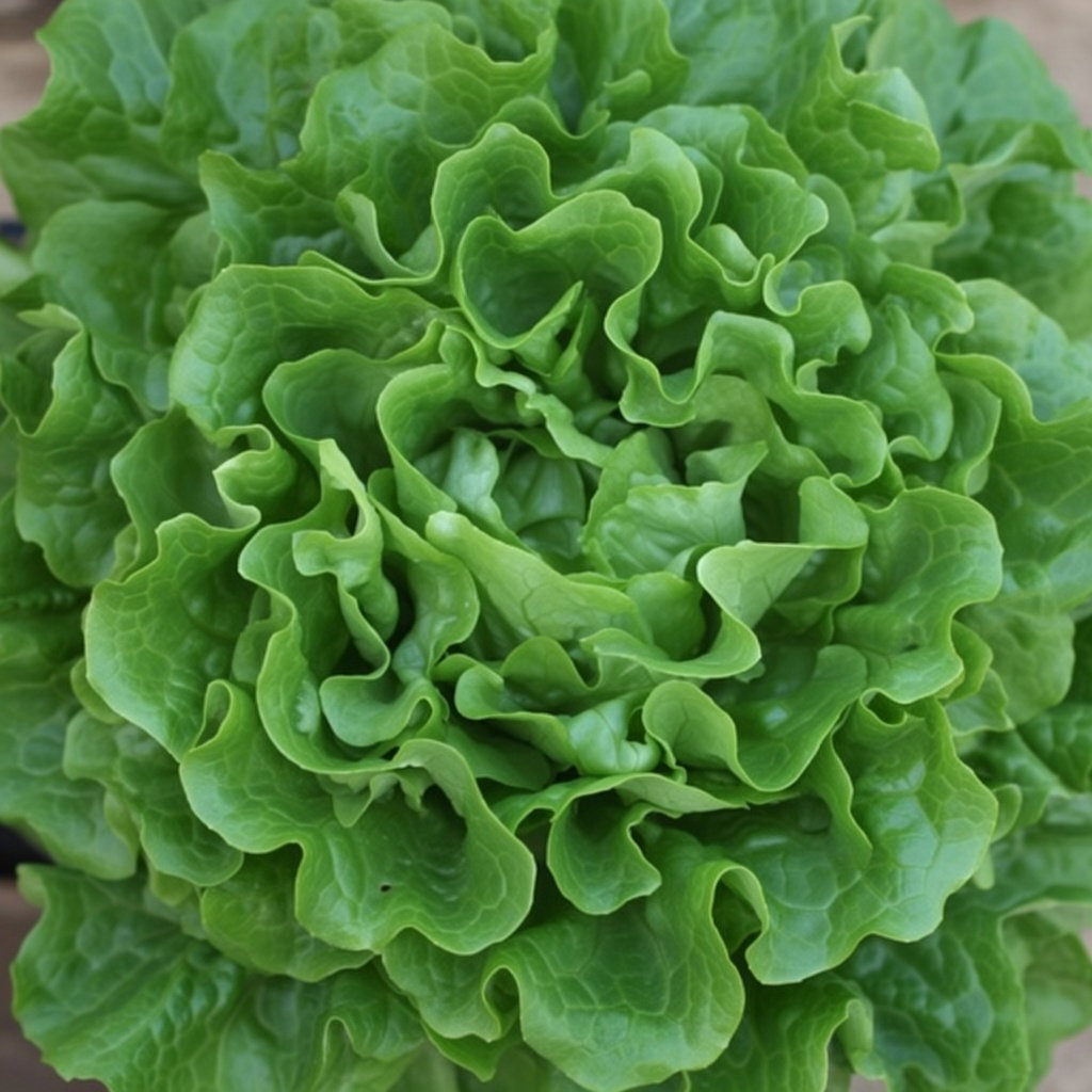 Nærbillede af frisk grøn endiviesalat - Økologisk endiviesalat 'Vijf 2' frøpose ca. 1 g, etårig, let bitter smag, velegnet forår og efterår, sådybde 1 cm, planteafstand 30 cm (Buzzy Organic)