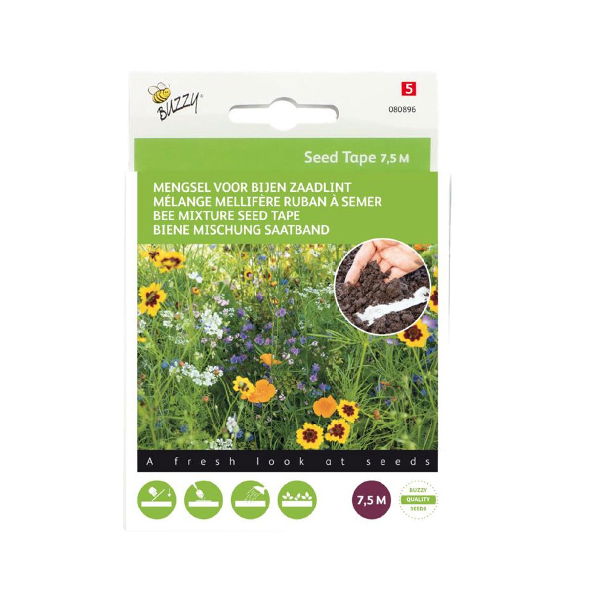Buzzy blomsterfrø såbånd 7,5 m for bivenlige blomster
