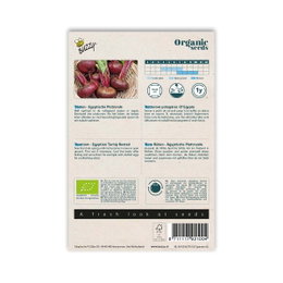 Øko frø rødbede Egyptian Turnip Rooted Bagside af økologiske rødbedefrø Egyptian Turnip Rooted