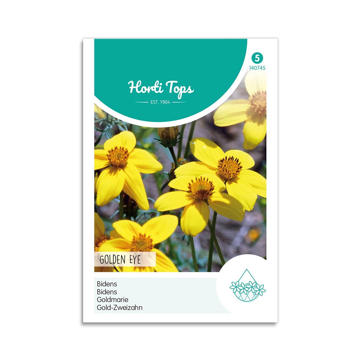 Bidens Golden Eye blomsterfrø Frøpose med gule Bidens Golden Eye blomster