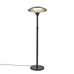 Sort elektrisk terrassevarmer på fod Fritstående sort elektrisk terrassevarmer