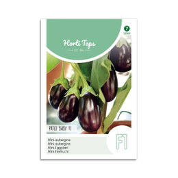 Horti Tops Patio Baby F1 mini-auberginefrø Frøpose med Horti Tops Patio Baby F1 mini-auberginer