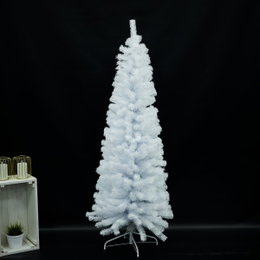 Hvid kunstig juletræ med metalfod Slankt hvidt kunstigt juletræ på metalfod