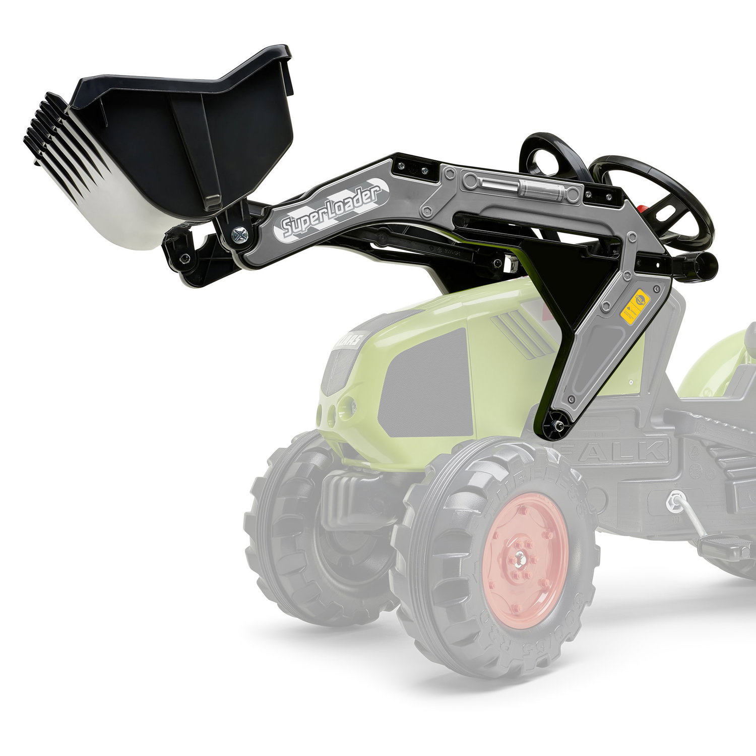 SuperLoader frontlæsser til pedaltraktor Sort SuperLoader frontlæsser til grøn pedaltraktor