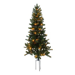 Kunstigt juletræ med LED-lys på metalstativ Grønt kunstigt juletræ med varme LED-lys på stativ