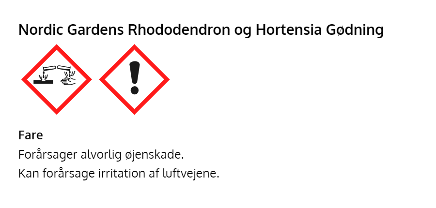 Nordic Gardens rhododendron og hortensia gødning med farepik