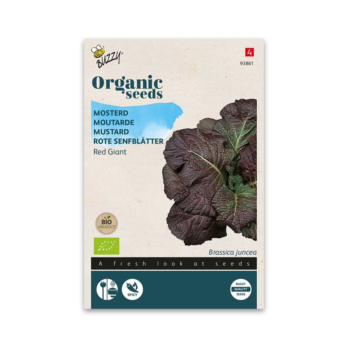 Øko sennepsfrø Red Giant, Brassica juncea Frøpose med økologiske sennepsblade Red Giant