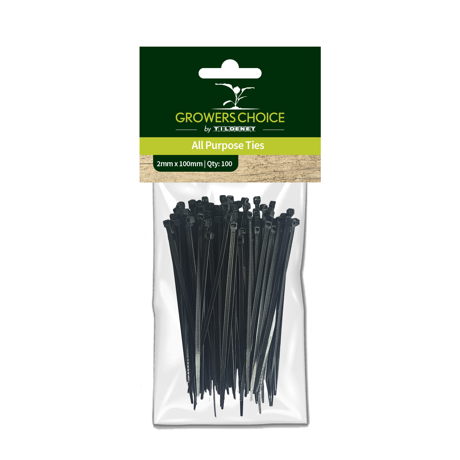 Pakke med 100 sorte Growers Choice strips 2x100 mm