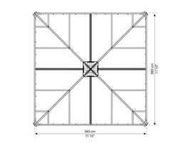 Havepavillon stel 360x360 cm tegning Teknisk tegning af havepavillon stel 360x360 cm