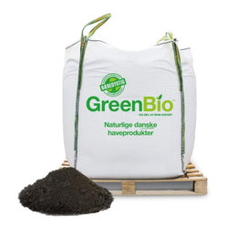 GreenBio jord i bigbag på palle GreenBio havejord i bigbag med løs jord foran