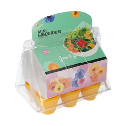 Mini drivhus med spiselige blomster Mini drivhus-sæt til dyrkning af spiselige blomster