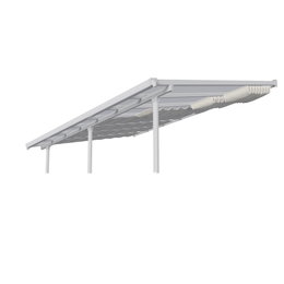 Hvid pergola med justerbart solsejl Hvid pergola med skydeligt solsejl til terrassen