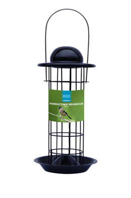 Foderautomat til mejsebolde, sort metal Sort metal foderautomat til mejsebolde til havens fugle