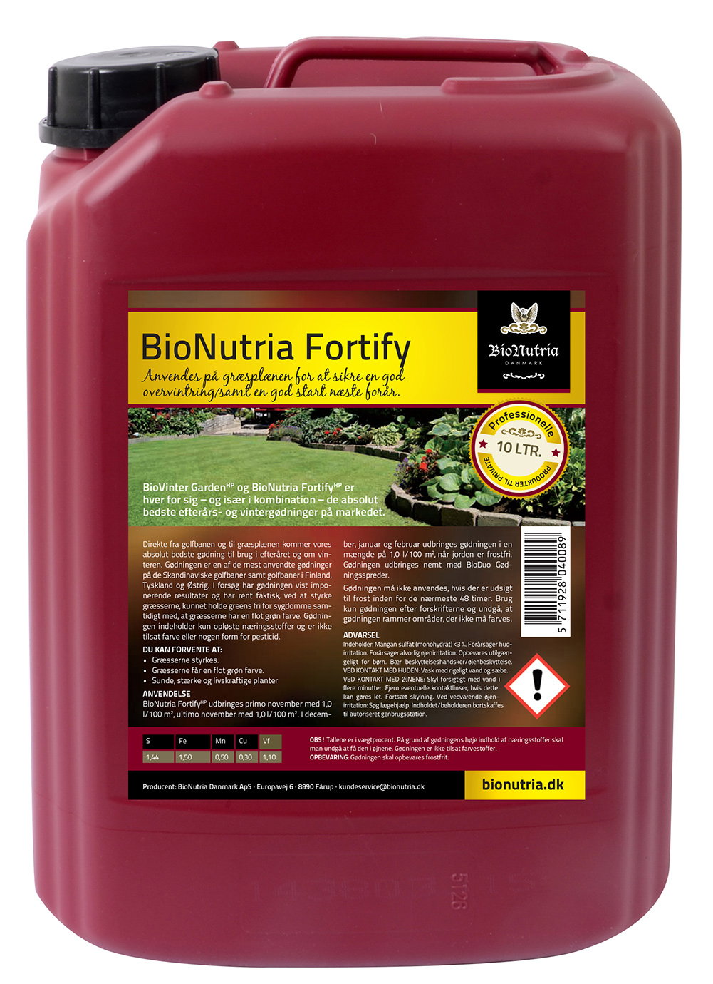 BioNutria Fortify gødning 10 liter Rød 10 L dunk med BioNutria Fortify græsplænegødning