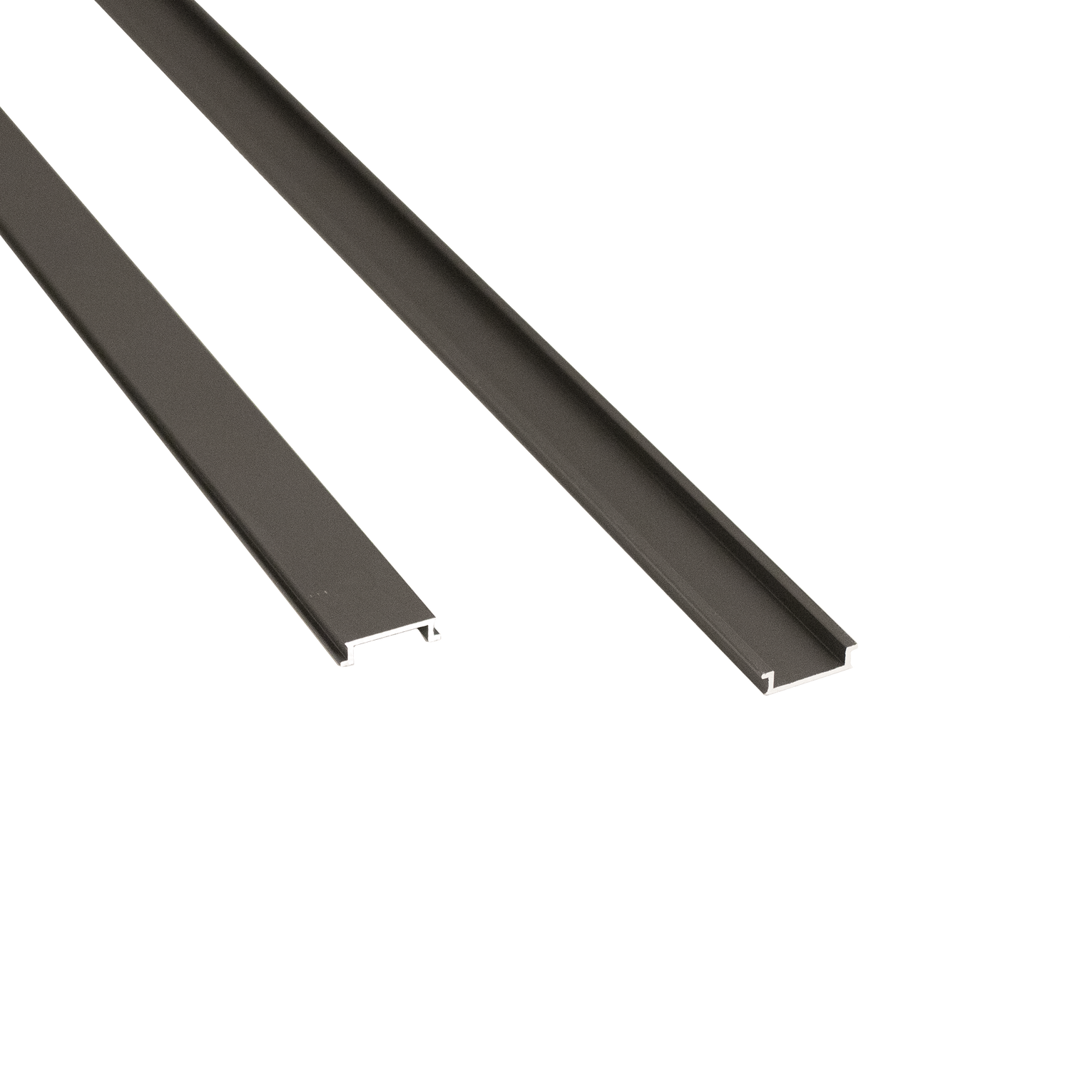 Alu profilskinner til LED belysning, antracit Tre antracitgrå aluminiumsprofiler til LED strips