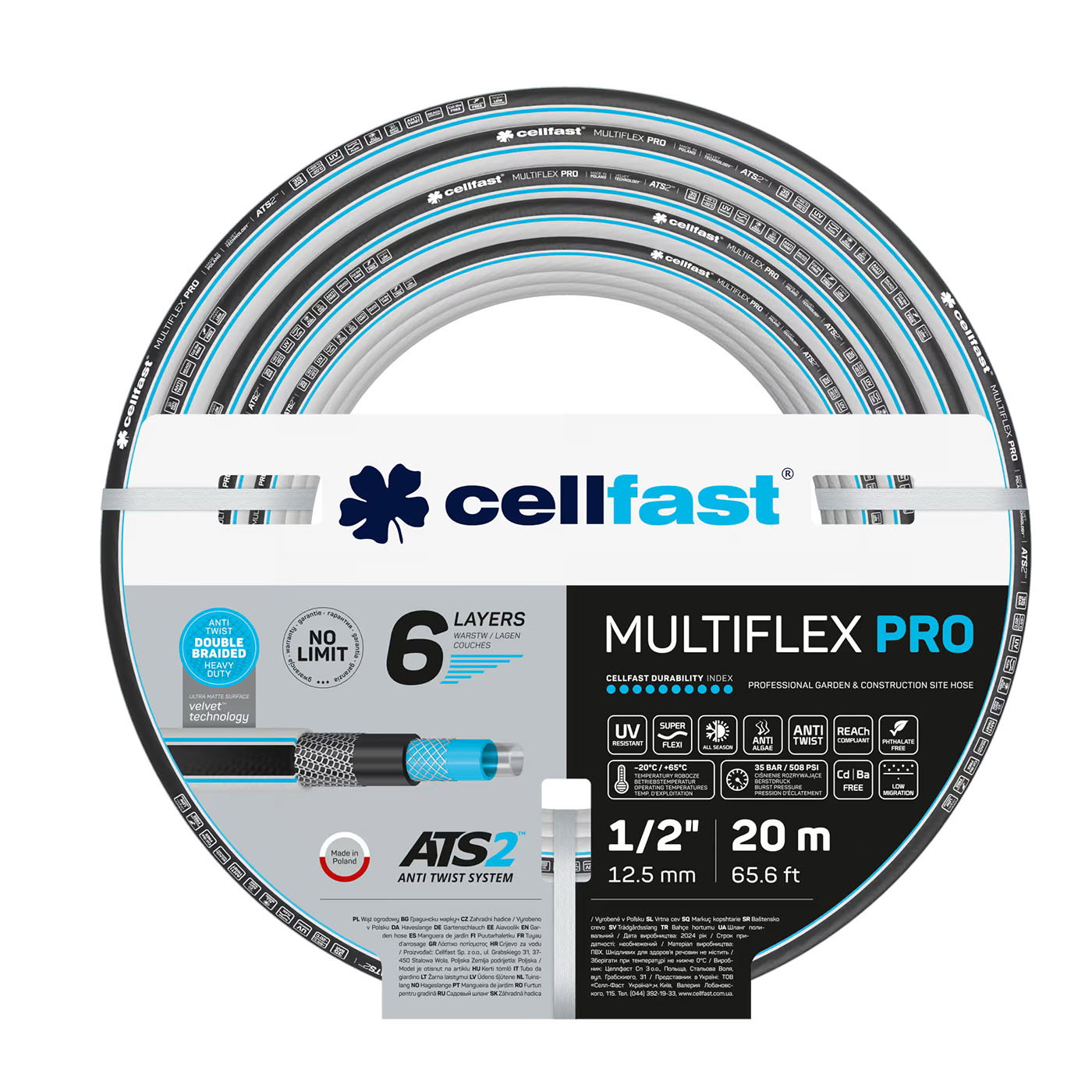 Cellfast MULTIFLEX PRO 6-lags Haveslange, 20 meter Cellfast MULTIFLEX PRO 6-lags Haveslange, 20 meter