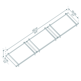Reolsystem mål 452x94x14 cm Skitsediagram af reolsystem 452x94x14 cm