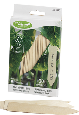 Pakke med 20 birk plantepinde fra Nelson Garden