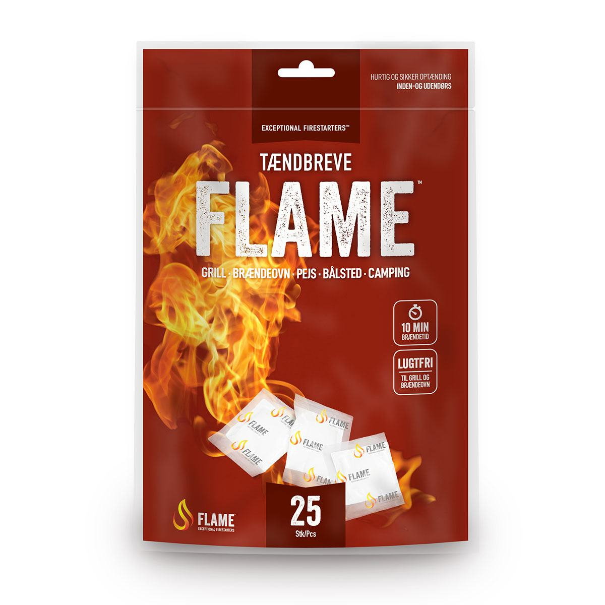 FLAME tændbreve 25 stk til grill og bål Pakke FLAME tændbreve 25 stk til grill og bål