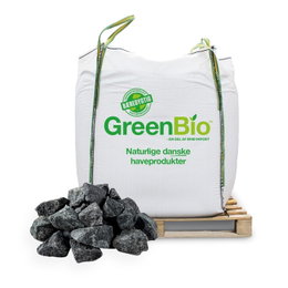 GreenBio granitskærver i bigbag på palle Stor GreenBio bigbag med sorte granitskærver