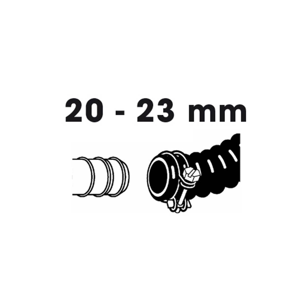 Illustration af slangekobling til 20-23 mm slange