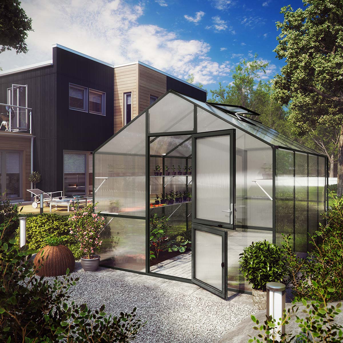 Drivhus - KGT Lilie IV, Antracitgrå - 12,74 m2
