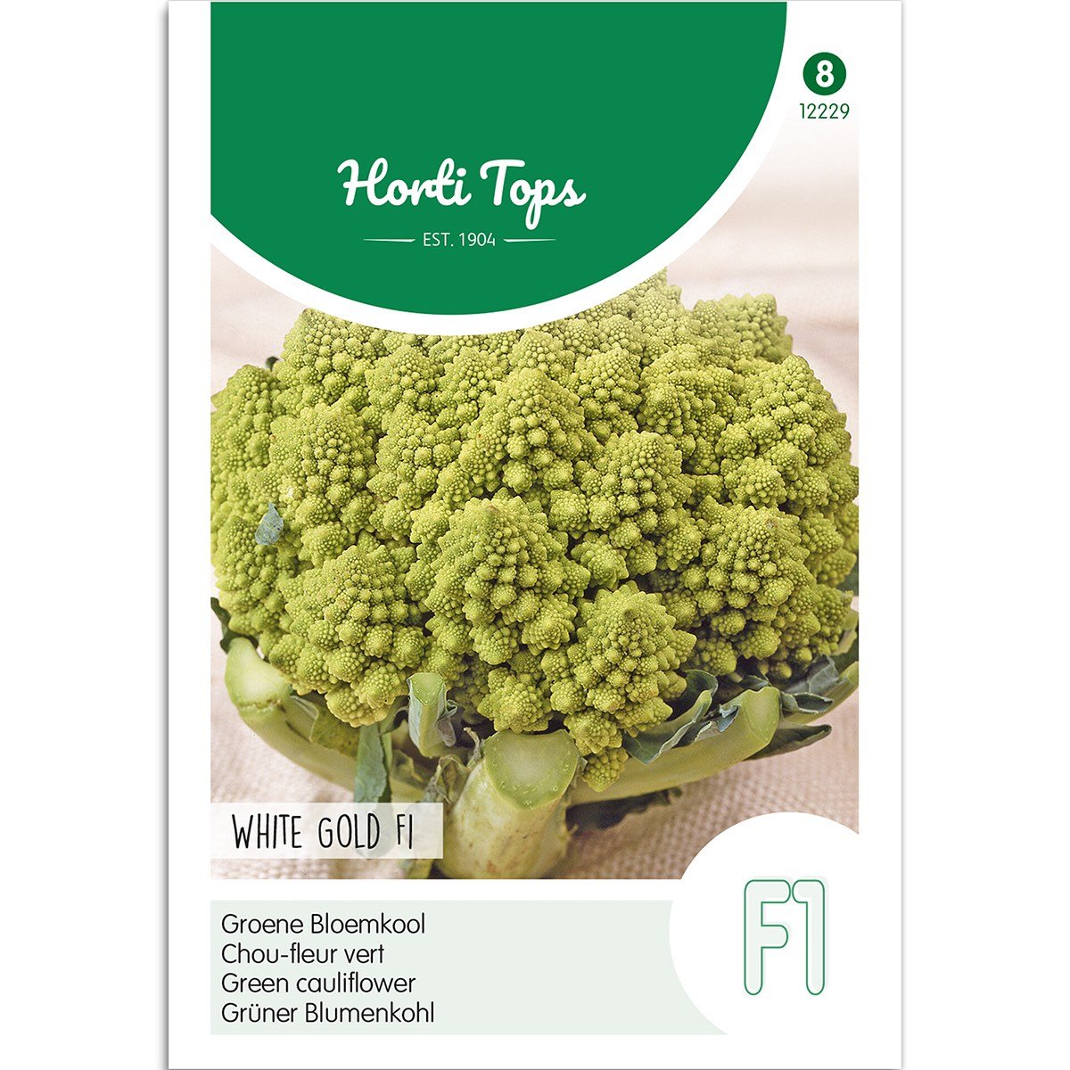 Horti Tops grøn blomkål White Gold F1 frø Frøpose med Horti Tops grøn blomkål White Gold F1