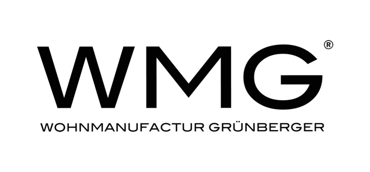 WMG-logo – Wohnmanufaktur Grünberger Sort WMG-logo med teksten "Wohnmanufaktur Grünberger" på transparent baggrund