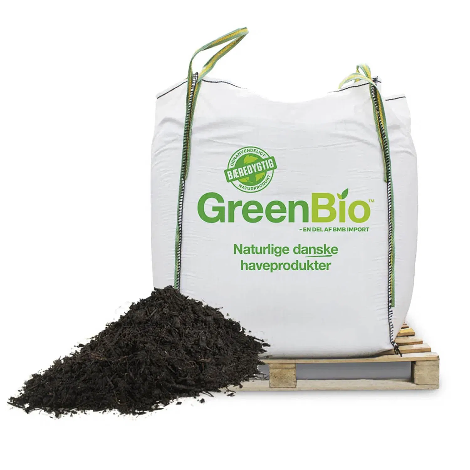 GreenBio kompost i bigbag på palle Stor GreenBio bigbag med kompostjord på palle